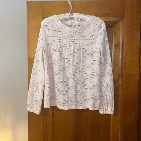 l’affaire Tops - L’affaire peach eyelet cotton top; medium